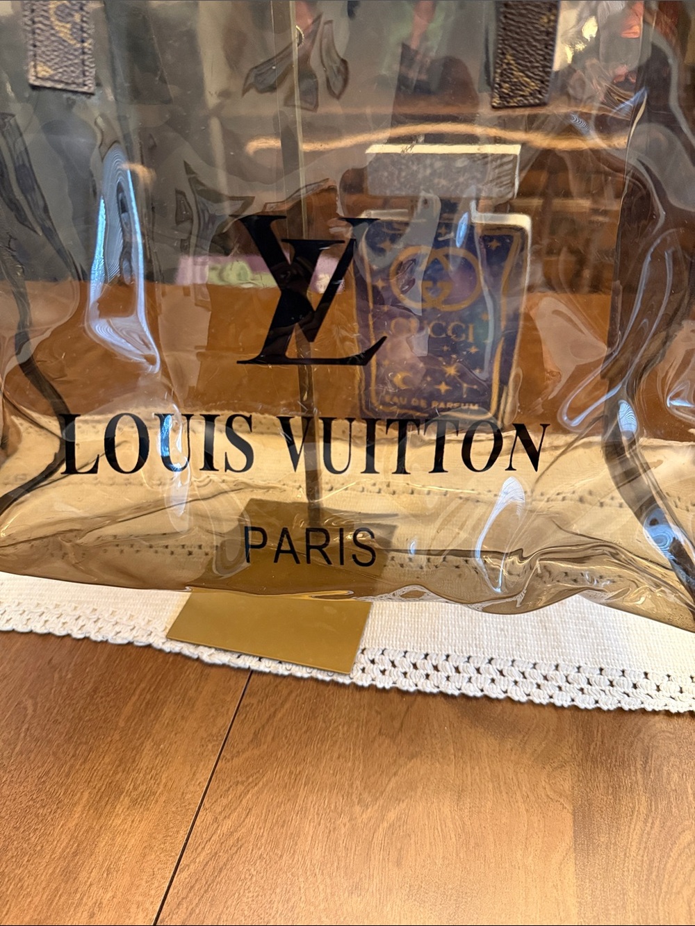 Louis Vuitton Transparent Brown PVC Tote with Dark Brown Trim - Picture 3 of 11
